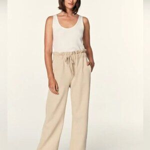 AMO Wide Leg Drawstring Pants in Neutral Beige